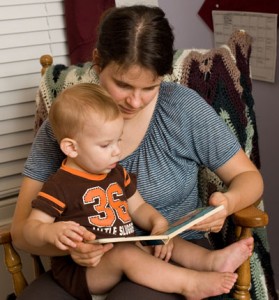 Photo of me reading to my one-year-old